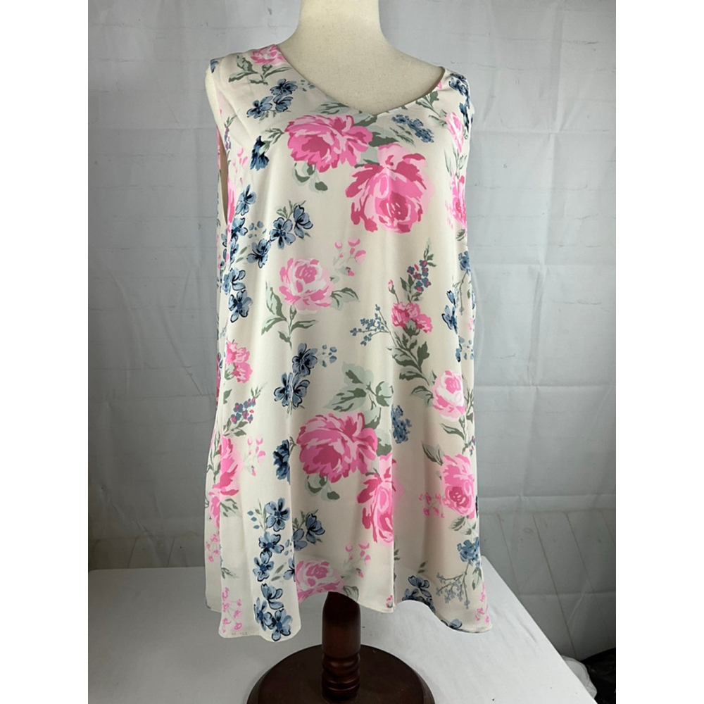 Women's Cato Floral Pullover BlouseCream/Pink Size 14/16W